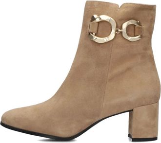 Notre-V Schoenen, Dames, Beige, 38 EU, Su&egrave;de, Beige Su&egrave;de Enkellaarsjes met Blokhak
