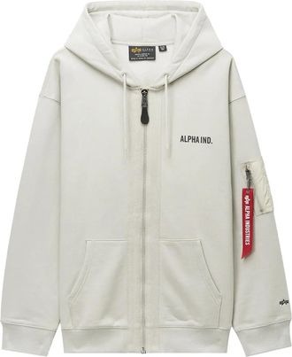 Alpha Industries zip-up pocket-detail hooded jacket - White
