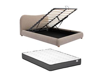 VENTE-UNIQUE.COM Cama con canap&eacute; abatible poli&eacute;ster topo 140 x 190 cm