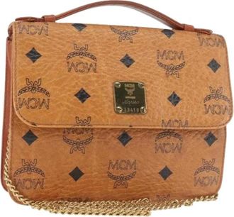 MCM Pre-owned Cross Body Bags, female, Brown, Size: ONE SIZE Pre-owned Leather Crossbody Bag