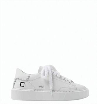 D.A.T.E. White Sfera Calf Leather Stitched Sneakers