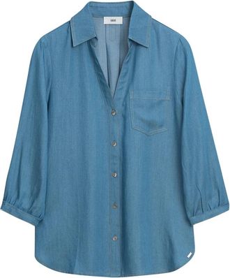 Cinque Cinque, Overhemden, Dames, Blauw, M, Casual blouse met was effect