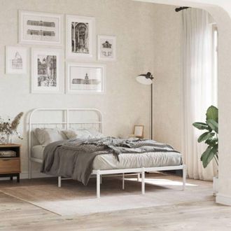 vidaXL Giroletto con Testiera in Metallo Bianco 120x200 cm - Vidaxl