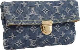 Louis Vuitton Pre-owned Monogram Denim Clutch - Dames - Vintage Clutch - Blauw - ONE Size - Denim - Vintage