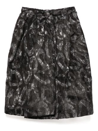 Comme Des Gar&ccedil;ons graphic-print skirt - women - Nylon/Silk - S - Black