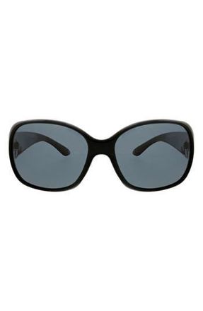 Oscar De La Renta Beveled Modern 62mm Rectangular Polarized Sunglasses in Black at Nordstrom Rack