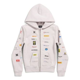 Balenciaga Business English Zip-up Hoodie Off White 788243TQVH69016