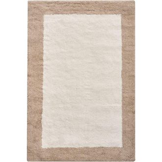 Beliani Alfombrilla De Ba&ntilde;o Moderna De Algod&oacute;n Rectangular 60 X 90 Cm Patr&oacute;n Geom&eacute;trico Accesorios De Ba&ntilde;o Beige Y Marr&oacute;n Kabri