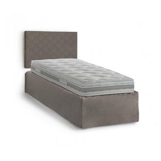 Dmora Dmora - Cama Individual Dbertol, Juego De Cabecero En Ecopiel Con Base Ortop&eacute;dica Y Cenefa, 100% Made In Italy, Adecuado Para Cama Individual, Colch&oacute;n