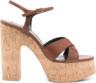Saint Laurent Sandles Bruciato 6036 - Dames - Sandalen met hakken - Bruin - 40 EU - Schoenen