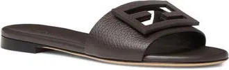 Fendi Baguette Leather Slide Sandal in Real Ebano at Nordstrom, Size 41.5