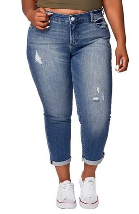 Slink Jeans Mid Rise Crop Boyfriend Jeans in Valentina at Nordstrom, Size 12W