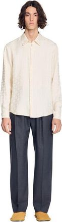 Sandro Square Cross loose-fit shirt in White at Nordstrom, Size X-Large