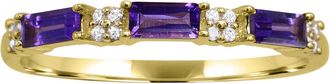 Diamond2Deal 10K Yellow Gold Amethyst and Diamond Wedding Band Ring ( 0.35Ct)
