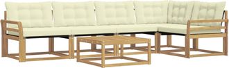 vidaXL Conjunto De Sof&aacute;s De Exterior 6 Uds. Blanco Y Crema Vidaxl
