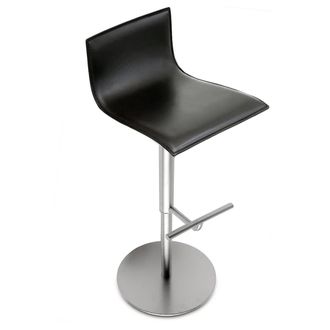 Lapalma Thin Barhocker S24 (H 52-77 cm), Gestell Edelstahl / Sitzschale Leder schwarz