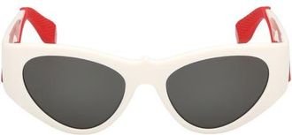 Christian Louboutin 54mm Loubishark Cat Eye Sunglasses in White/Smoke Grey at Nordstrom