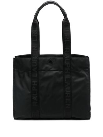 Lauren Ralph Lauren large Stevie tote bag - women - Recycled Nylon/Calf Leather/Polyester/Recycled Nylon - One Size - Black