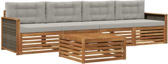 vidaXL Conjunto De Sof&aacute;s De Exterior 5 Uds. Natural Y Gris Claro Vidaxl