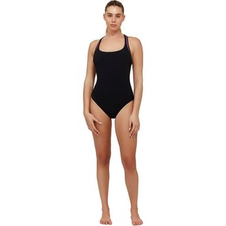 Free Sport By Gottex Duke Scoop Neck One Piece in Black-Purple at Nordstrom, Size 14