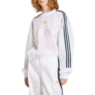 adidas Originals Teamgeist 2.0 Woven Crewneck Sweatshirt in White at Nordstrom, Size X-Large