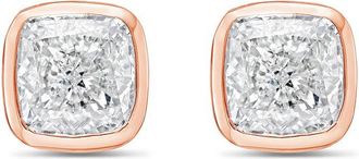 Diana M. Jewels 14KT ROSE GOLD LAB GROWN CUSHION CUT STUDS IN A BEZEL SETTING WEIGHING 12.00 CTS TW