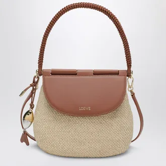 Loewe Medium Pescador bag in raffia and calfskin, gold