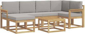 vidaXL Conjunto De Sof&aacute;s De Exterior 7 Uds. Blanco Y Gris Claro Vidaxl
