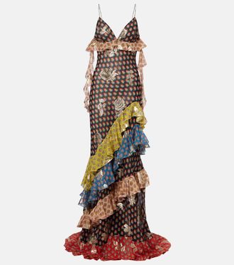 Etro Floral tiered silk-blend maxi dress