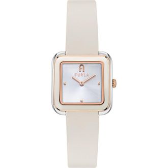 Furla Heritage Crystal Square Rose Gold Tone Bracelet Watch, 27.5mm in Silver & Rose Gold at Nordstrom