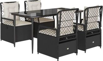 vidaXL Set De Muebles Jard&iacute;n 5 Pzas Con Cojines Rat&aacute;n Sint&eacute;tico Negro Vidaxl