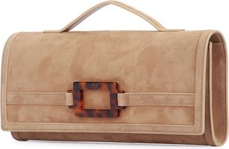 Roger Vivier Womens Vivier Clutch Beige Suede Resin