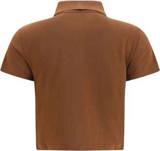 Saint Laurent Womens Cassandre Short Cotton Piqu&eacute; Polo Shirt Caramel T-shirts And Polos