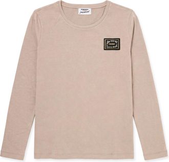 Freddy T-shirt manica lunga in cotone e modal con patch e strass