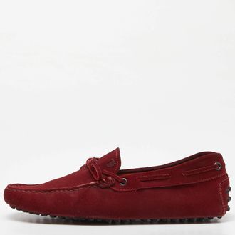 Tod's Tods Red Suede Gommino Slip On Loafers