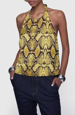 Rebecca Minkoff Isador Snakeskin Print Halter Neck Top in Buttercream Snake at Nordstrom Rack, Size Small
