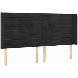 vidaXL Cabecero Con Led De Terciopelo Negro 183x16x118/128 Cm Vidaxl