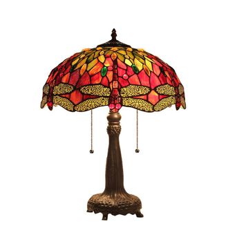 Chloe Lighting EMPRESS Tiffany-style 2 Light Dragonfly Table Lamp 16 Shade