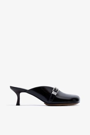 Ganni Black Sue Heeled Mules in Oleatex - Size 10 Oleatex&acirc;&cent;