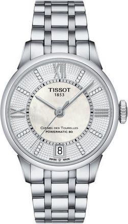 Tissot Chemin des Tourelles Bracelet Watch, 32mm in White Mother Of Pearl/Silver at Nordstrom Rack