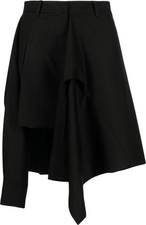 GOEN.J layered asymmetric skirt - women - Polyester/Rayon - M - Black