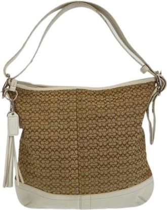 Coach Pre-owned Shoulder Bags, female, White, Size: ONE SIZE Pre-owned Leather Shoulder Bag