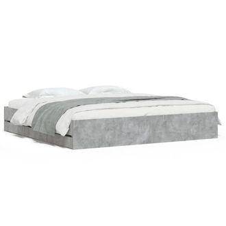 Berkfield Home Bed Frame w/Drawers Frame Concrete Grey 180x200 cm Super King