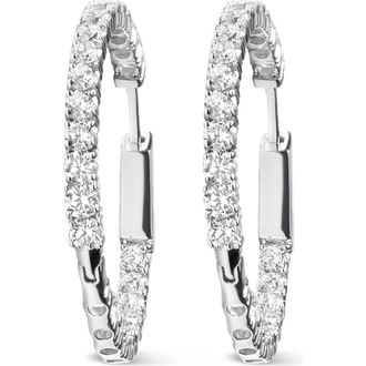 House of Brilliance 14K White Gold 3.00 Ct Lab Grown Diamond Inside Out Hoop Earrings at Nordstrom