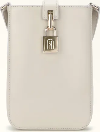 Furla Artemis Crossbody M Perla E Light Grey Patent Fabric With Pearl Effect Woman