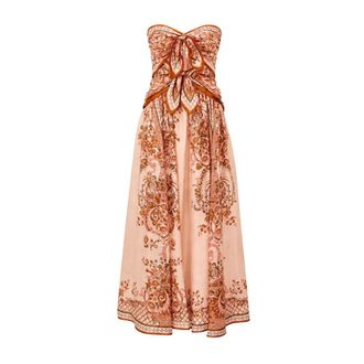 Zimmermann Aster Scarf Midi Jurk - Dames - Jurken - Roze - Maat: L Zijde
