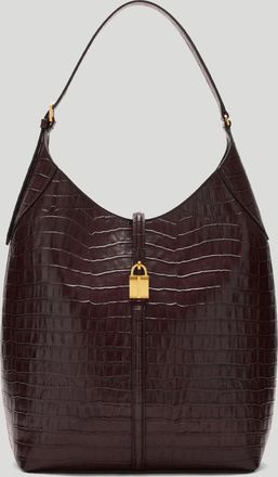 DeMellier Taylor Hill x The Large Siena Bucket in Burgundy Croc-Effect Leather Shoulder bag