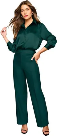 Roaman's Kate Satin Blouse in Emerald Green at Nordstrom, Size 28