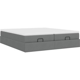 vidaXL Vidaxl - Estructura Cama Otomana Colchones Tela Gris Oscuro 200x200cm