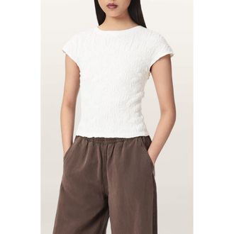 AllSaints Luna Crinkled Cotton Tee in White at Nordstrom, Size 4